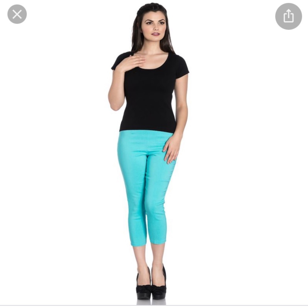 Hell Bunny Turquoise Capri Pant, lightly used